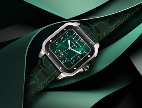 cartier santos green dial green strap
